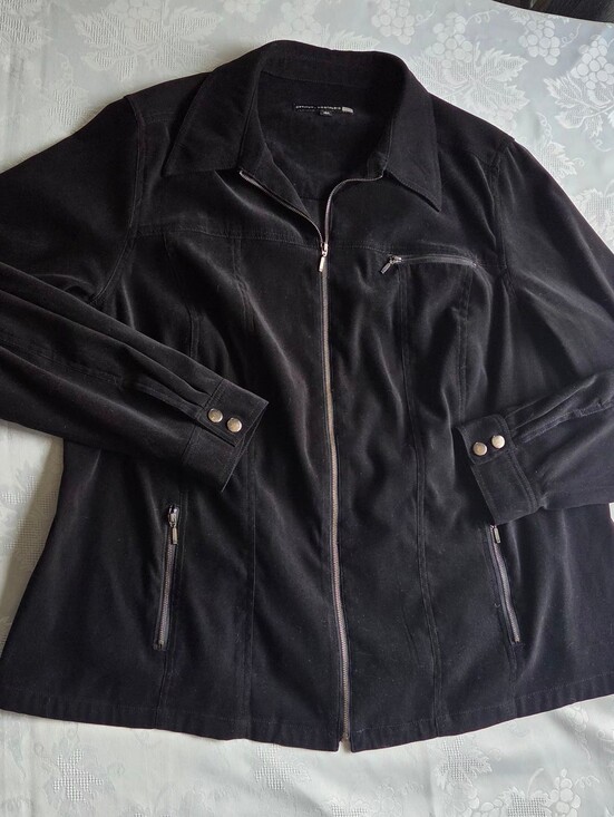 T Tahari Jackets & Blazers - Optimum Nostalgia - Jacket Black Faux Suede Zip Up